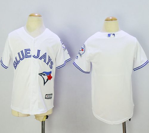 Blue Jays Blank White Cool Base Stitched Youth MLB Jersey
